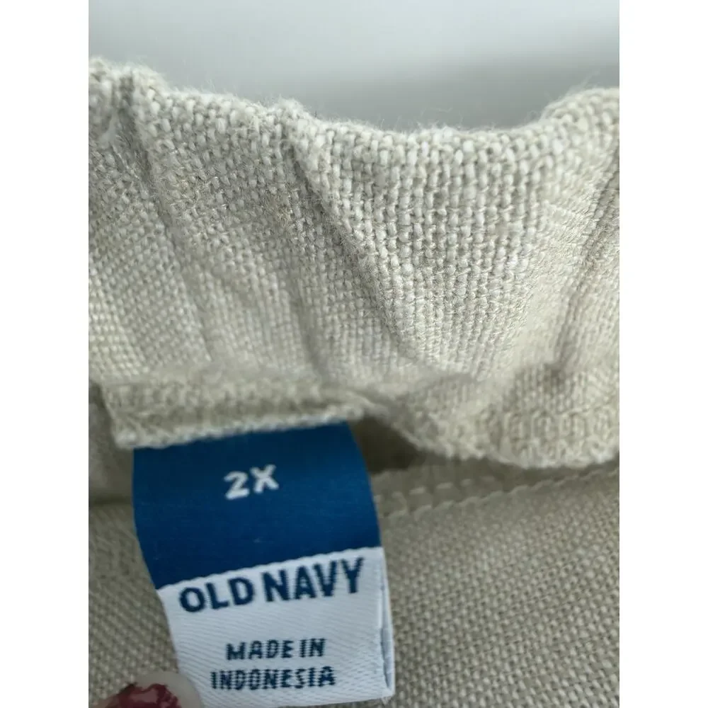 Old Navy 2X Beige Linen Blend Wrap Skort Pull On Shorts Skirt Plus Size